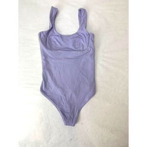 Victoria's Secret Pink Base Cotton Scoop Bodysuit Lavender Purple Thong - XS